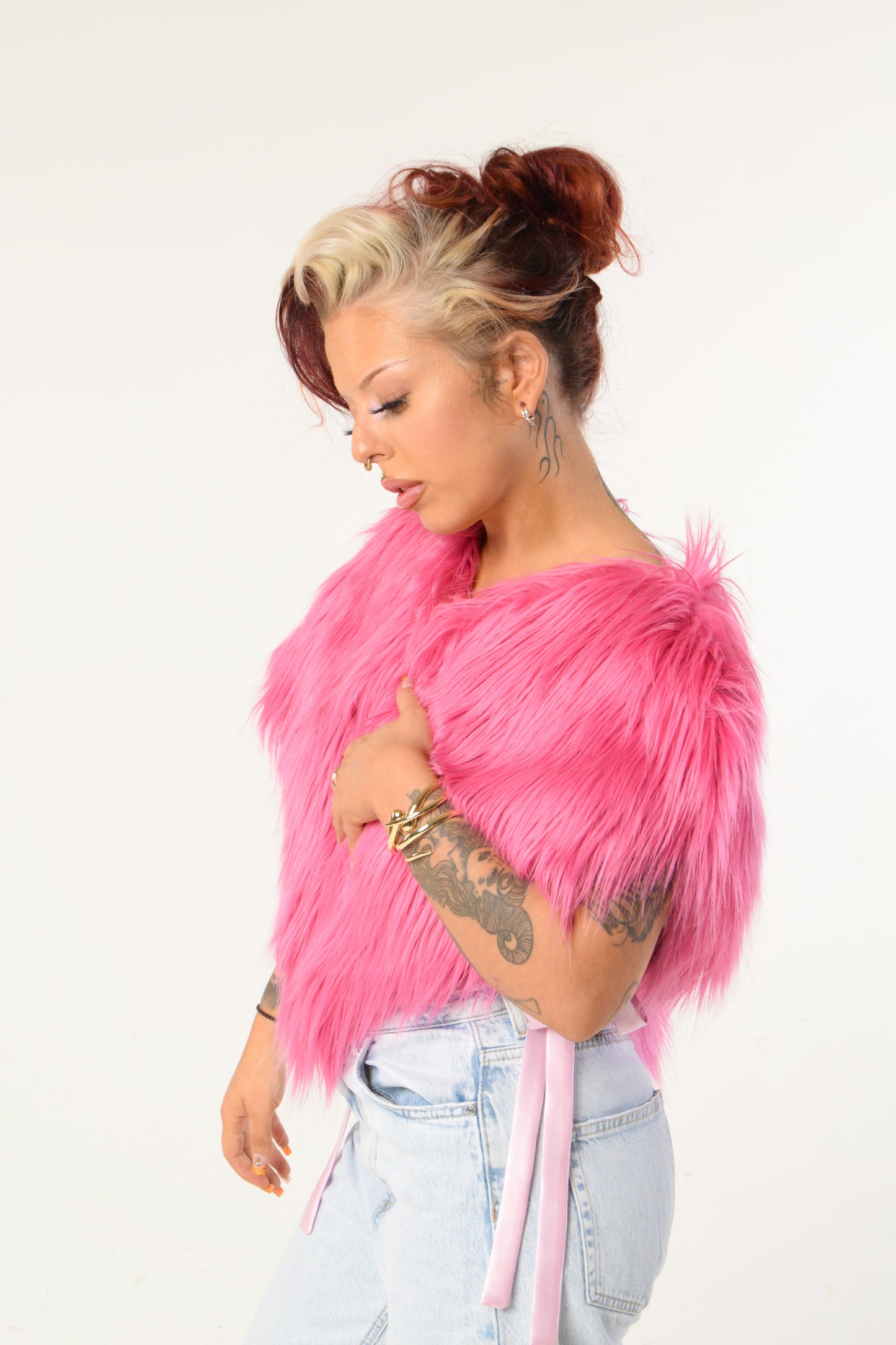 Rent our Faux Fur Heart Gilet - ONE SIZE