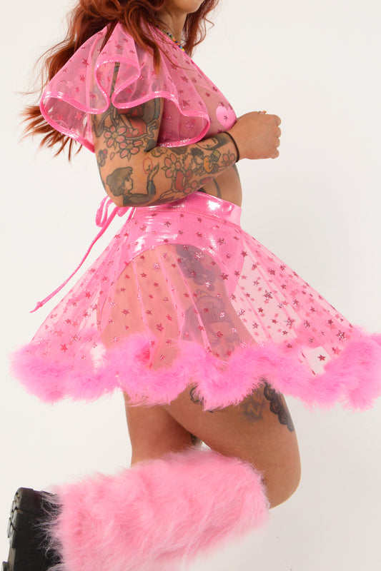 Pink Magic Glitter Mesh Skirt