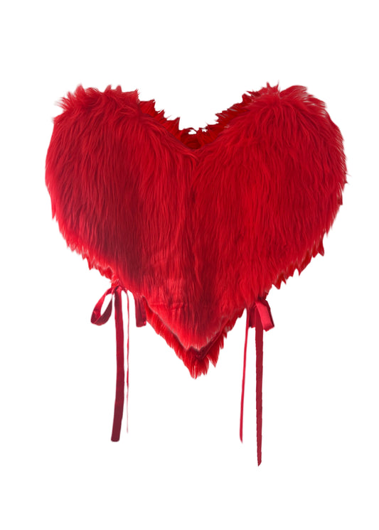 Ruby Red Heart Shaped Faux Fur Gilet - Made to Order