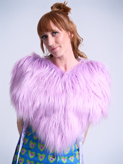 Lilac Heart Shaped Faux Fur Gilet - Made to Order
