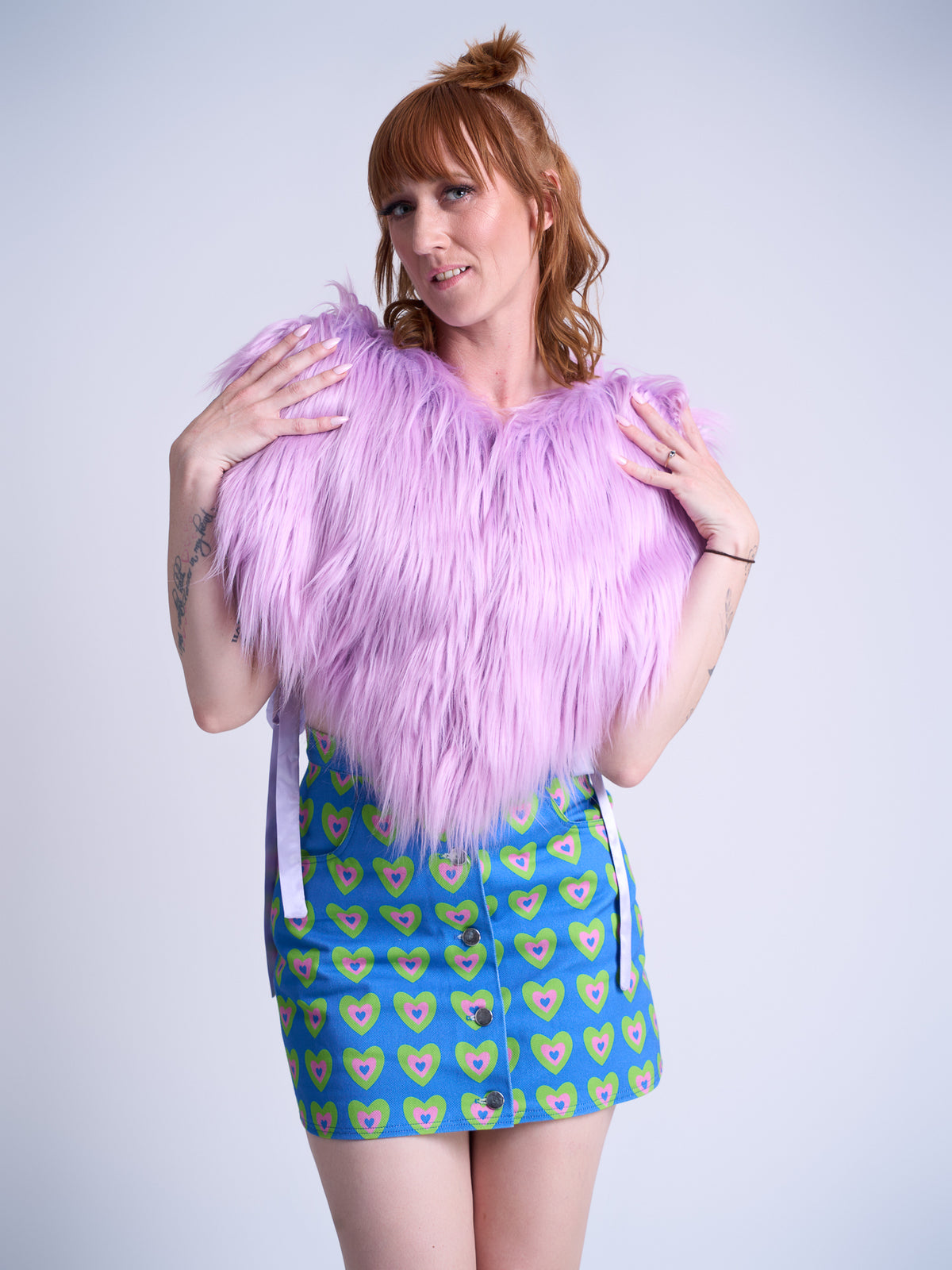 Lilac Heart Shaped Faux Fur Gilet - Made to Order