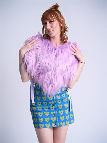 Lilac Heart Shaped Faux Fur Gilet - Made to Order