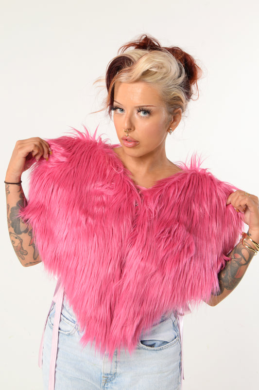 Rent our Faux Fur Heart Gilet - ONE SIZE