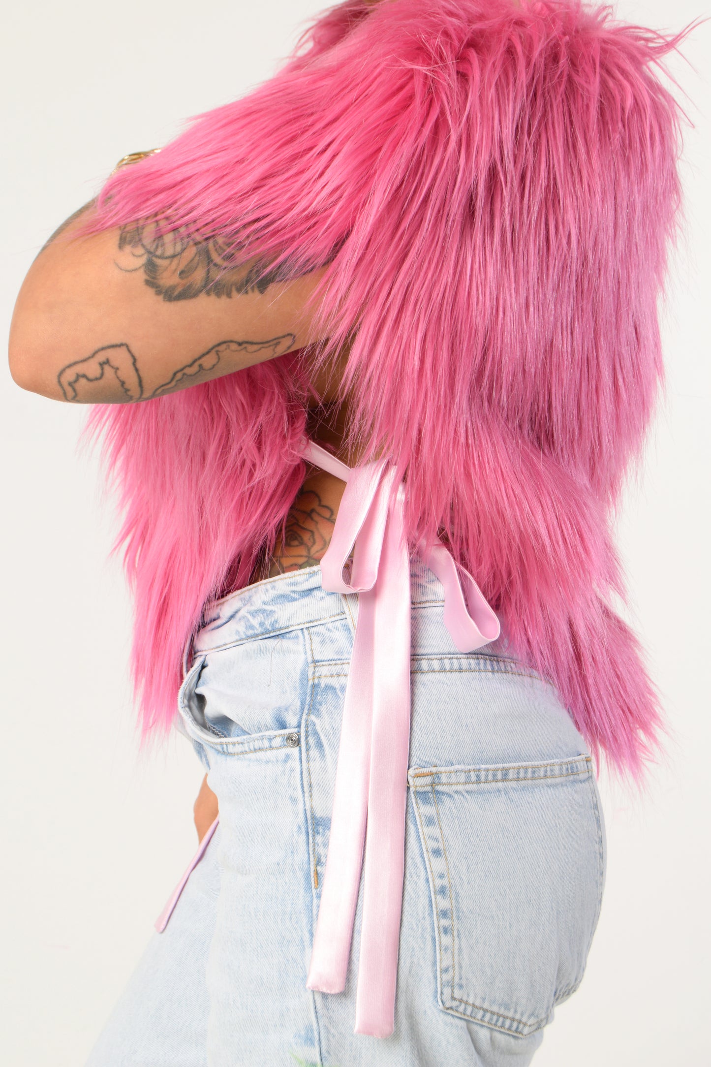 Rent our Faux Fur Heart Gilet - ONE SIZE