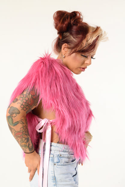 Rent our Faux Fur Heart Gilet - ONE SIZE