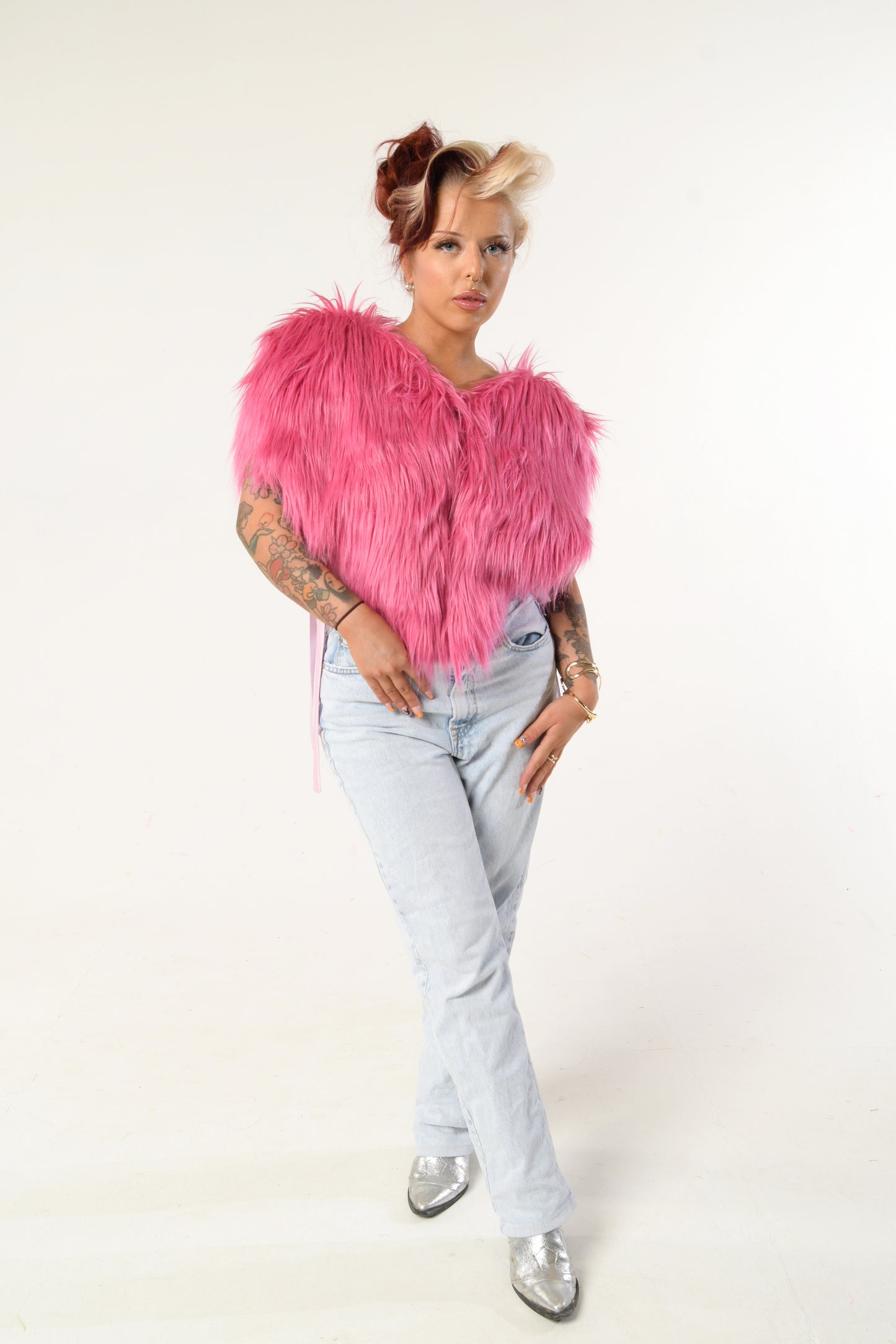 Rent our Faux Fur Heart Gilet - ONE SIZE