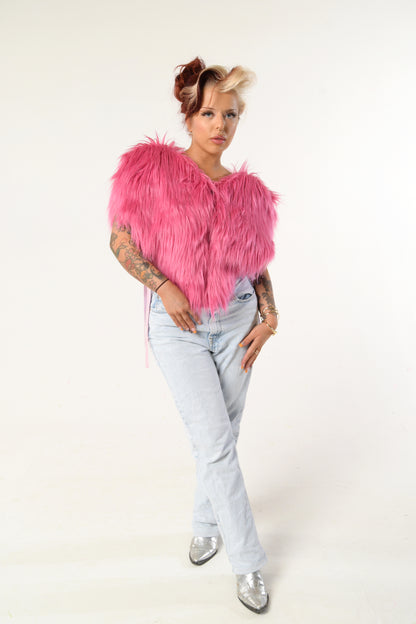 Rent our Faux Fur Heart Gilet - ONE SIZE
