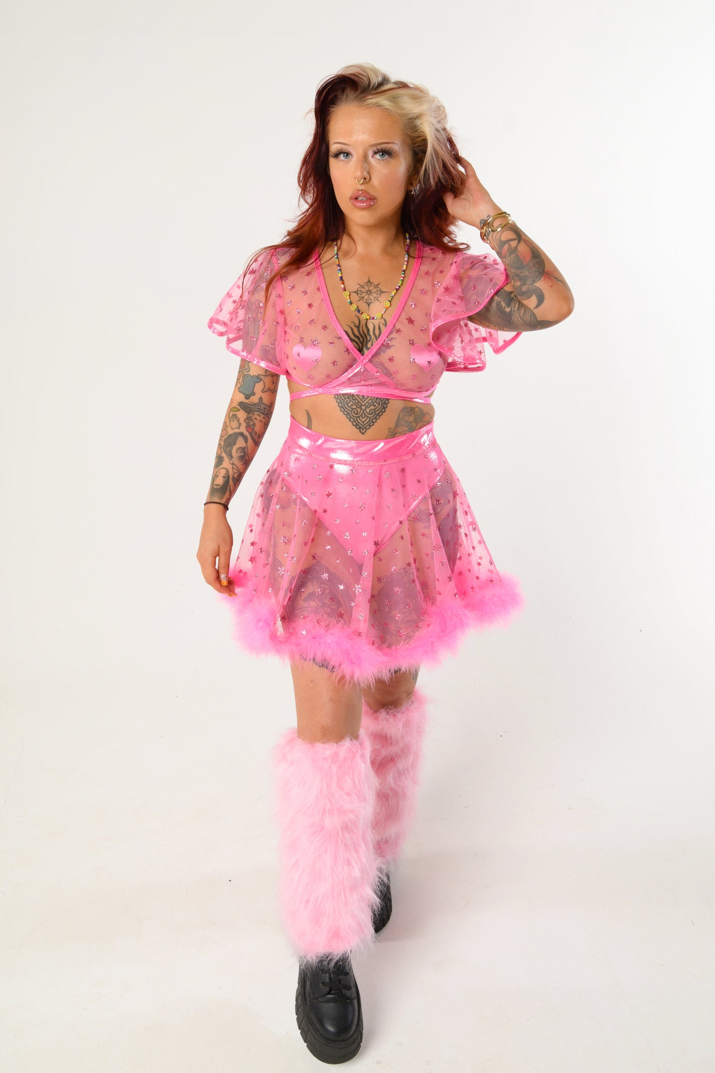 Pink Magic Glitter Mesh Skirt