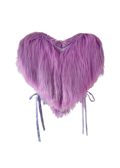 Lilac Heart Shaped Faux Fur Gilet - Made to Order