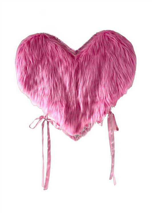 Bubblegum Pink Heart Shaped Faux Fur Gilet - Made to Order